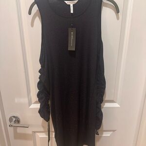 Black Sleeveless Dress with Ruched Sides